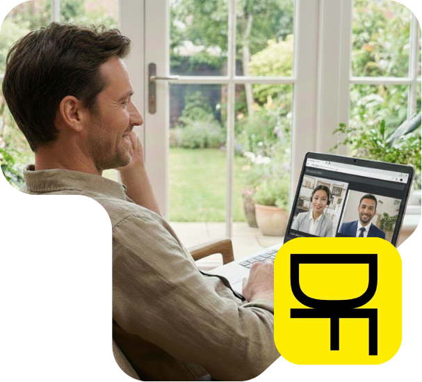 A professional working on a laptop, representing Deskfiller's virtual talent