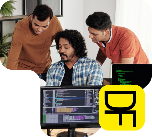 A dedicated software development team from Deskfiller, collaborating on a project